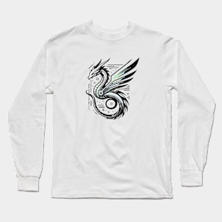 Silver Punk Dragon Cyber Punk Cool Dragon Design Long Sleeve T-Shirt